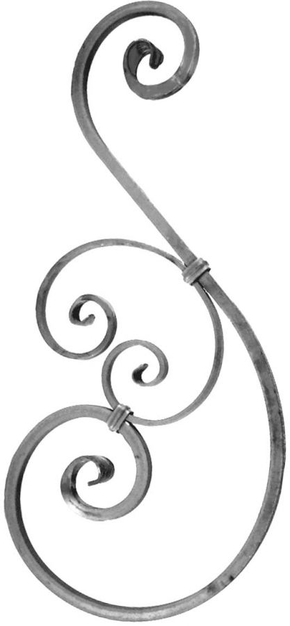 Volute en S en fer forg� motif assembl�e hauteur 750mm largeur 350mm