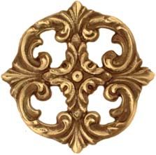 Rosace laiton poli patine diam�tre 97mm pour portail en fer forg�