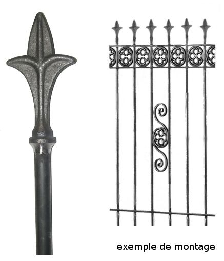 Barreau fer de lance pour portail