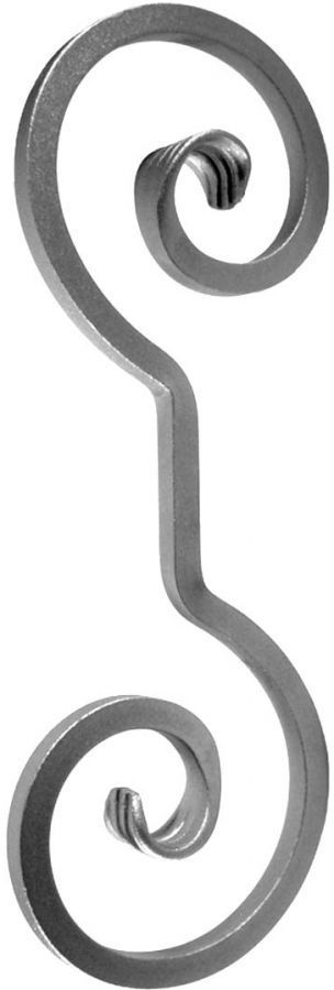 Volute en fer forg� deux extr�mit�s patte d'oie hauteur 360mm largeur 130mm