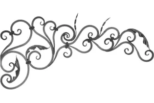 pièce élément ferronnier serrurier VOLUTE COURONNEMENT LISSE 1250x580 Section 16x16 ACIER FER FORGE Ref: F57.211