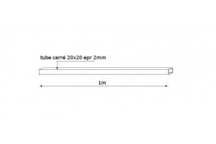 pièce élément ferronnier serrurier Tube LISSE CARRE Longueur 1000 Section 20x20 ACIER Ref: F59.452