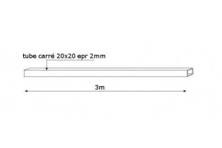 pièce élément ferronnier serrurier Tube LISSE CARRE Longueur 3000 Section 20x20 ACIER Ref: F59.454