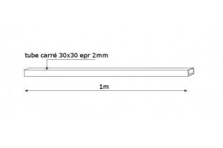 pièce élément ferronnier serrurier Tube LISSE CARRE Longueur 1000 Section 30x30 ACIER Ref: F59.458