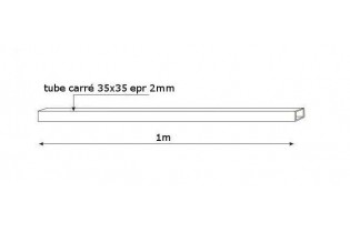 pièce élément ferronnier serrurier Tube LISSE CARRE Longueur 1000 Section 35x35 ACIER Ref: F59.461