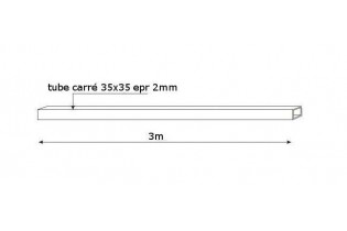 pièce élément ferronnier serrurier Tube LISSE CARRE Longueur 3000 Section 35x35 ACIER Ref: F59.463