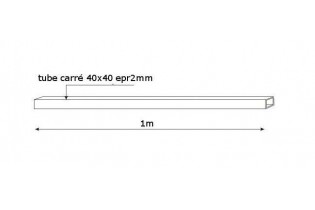 pièce élément ferronnier serrurier Tube LISSE CARRE Longueur 1000 Section 40x40 ACIER Ref: F59.464