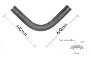 pièce élément ferronnier serrurier Accessoire Main courante 400 x 400 Section 40x11 ACIER Ref: ANGLEMCL1-40