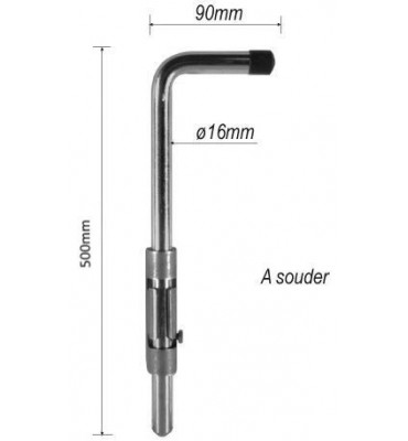 pièce élément ferronnier serrurier Verrou de portail à souder pour portail 500 x 90 Diamètre 16 ACIER Ref: BB101546