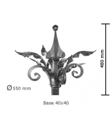 pièce élément ferronnier serrurier Element décoratif Longueur 480 Diamètre 550 Section 40x40 ACIER FER FORGE LISSE Ref: BE011...
