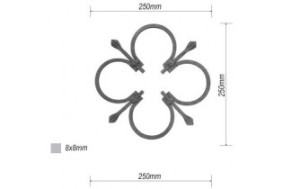 pièce élément ferronnier serrurier Element décoratif 250 x 250 Section 8x8 ACIER FER FORGE LISSE Ref: BE03013