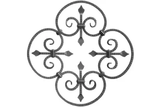 pièce élément ferronnier serrurier Panneau décoratif 590 x 590 Section 12x12 ACIER FER FORGE MARTELE Ref: BE03025