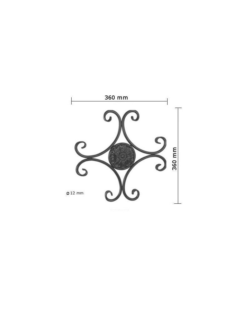 pièce élément ferronnier serrurier Éléments décoratifs 360 x 360 Diamètre 12 ACIER FER FORGE LISSE Ref: BE0302905