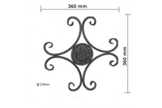 pièce élément ferronnier serrurier Element décoratif 360 x 360 Diamètre 14 ACIER FER FORGE LISSE Ref: BE0302906
