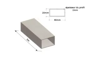 pièce élément ferronnier serrurier Barre LISSE PLAT Longueur 3000 Section 40x20 ACIER Ref: F59.472
