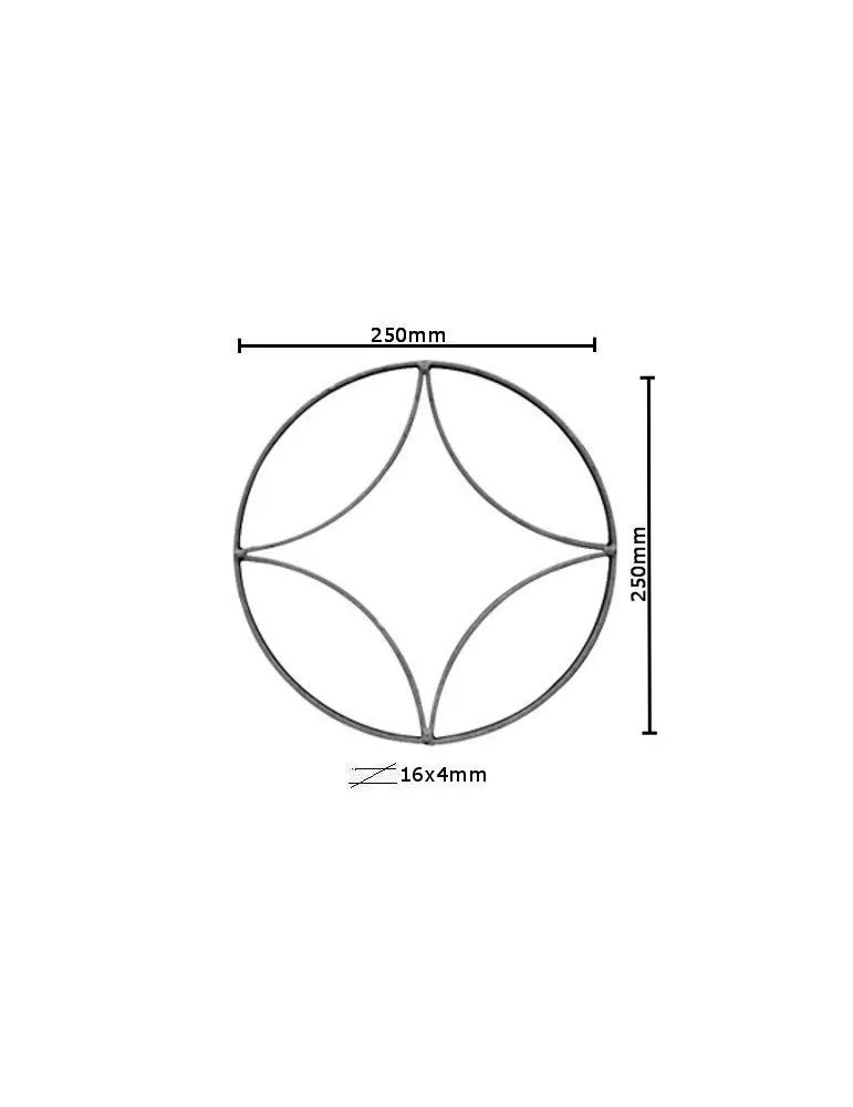pièce élément ferronnier serrurier Éléments décoratifs 250 x 250 Section 16x4 ACIER FER FORGE LISSE Ref: BE03031