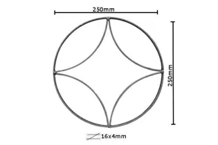 pièce élément ferronnier serrurier Éléments décoratifs 250 x 250 Section 16x4 ACIER FER FORGE LISSE Ref: BE03031