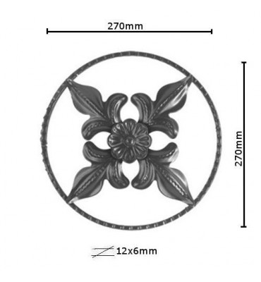 pièce élément ferronnier serrurier Element décoratif 270 x 270 Section 12x6 ACIER FER FORGE LISSE Ref: BE0303101