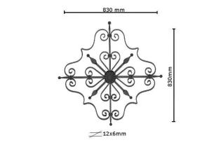 pièce élément ferronnier serrurier Éléments décoratifs 830 x 830 Section 12x6 ACIER FER FORGE LISSE Ref: BE0303424