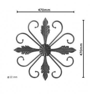 pièce élément ferronnier serrurier Éléments décoratifs 470 x 470 Diamètre 12 ACIER FER FORGE LISSE Ref: BE0303429