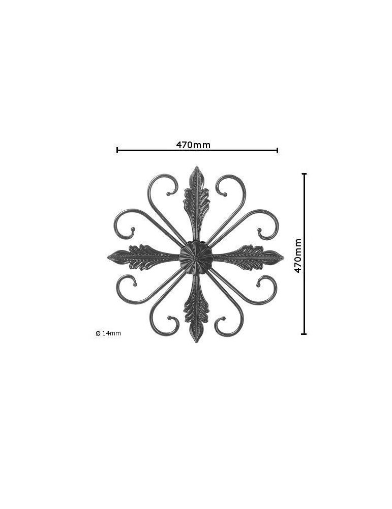 pièce élément ferronnier serrurier Éléments décoratifs 470 x 470 Diamètre 14 ACIER FER FORGE LISSE Ref: BE0303430