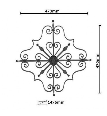 pièce élément ferronnier serrurier Éléments décoratifs 830 x 830 Section 14x6 ACIER FER FORGE LISSE Ref: BE0303433