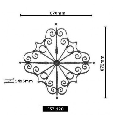 pièce élément ferronnier serrurier Éléments décoratifs 830 x 830 Section 14x6 ACIER FER FORGE LISSE Ref: BE0303434