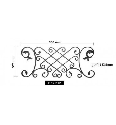 pièce élément ferronnier serrurier Éléments décoratifs 880 x 370 Section 16x8 ACIER FER FORGE LISSE Ref: BE04530