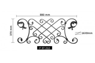 pièce élément ferronnier serrurier Éléments décoratifs 880 x 370 Section 16x8 ACIER FER FORGE LISSE Ref: BE04530