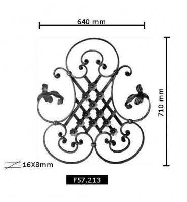 pièce élément ferronnier serrurier Éléments décoratifs 710 x 640 Section 16x8 ACIER FER FORGE LISSE Ref: BE04531