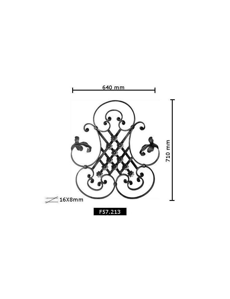 pièce élément ferronnier serrurier Éléments décoratifs 710 x 640 Section 16x8 ACIER FER FORGE LISSE Ref: BE04531
