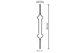 pièce élément ferronnier serrurier Balustre 950 x 130 Diamètre 12 ACIER FER FORGE LISSE Ref: BE05094.02