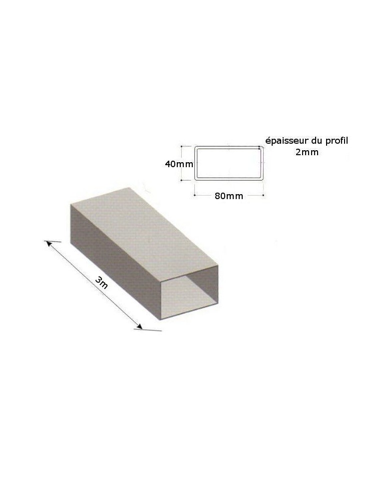 pièce élément ferronnier serrurier Barre LISSE PLAT Longueur 3000 Section 80x40 ACIER Ref: F59.475