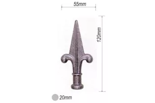 pièce élément ferronnier serrurier Pointe de lance manoir 120 x 55 Diamètre 20 ACIER FER FORGE Ref: BE13058