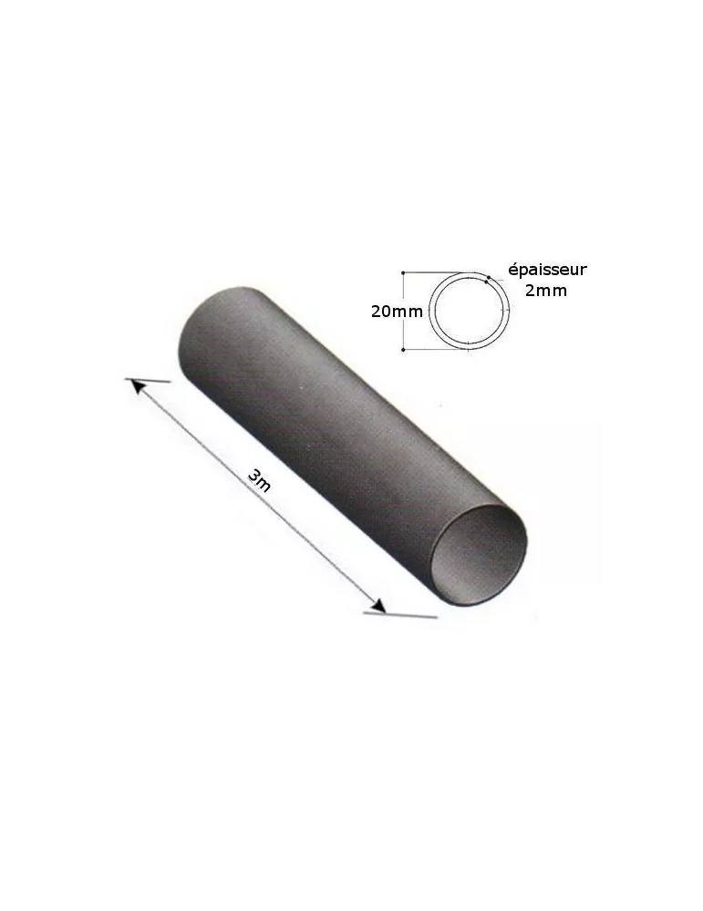 pièce élément ferronnier serrurier Tube LISSE ROND Longueur 3000 Diamètre 20 ACIER Ref: F59.484