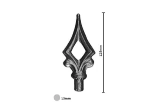 pièce élément ferronnier serrurier Pointe de lance stylées pour portail Longueur 125 Diamètre 15 ACIER FER FORGE Ref: BE13064-01