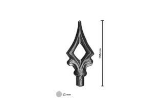 pièce élément ferronnier serrurier Pointe de lance stylées pour portail Longueur 100 Diamètre 12 ACIER FER FORGE Ref: BE13064-02