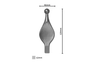 pièce élément ferronnier serrurier Pointe de lance stylées pour portail 120 x 42 Section 12x12 ACIER FER FORGE Ref: BE13065