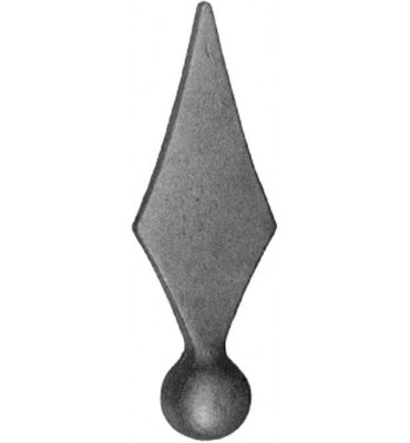 pièce élément ferronnier serrurier Pointe de lance aplaties avec une boule méplate 175 x 60 Diamètre 35 ACIER FER FORGE Ref: ...