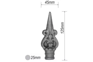 pièce élément ferronnier serrurier Pointe de lance anciennes 125 x 45 Diamètre 25 ACIER FER FORGE Ref: BE13083