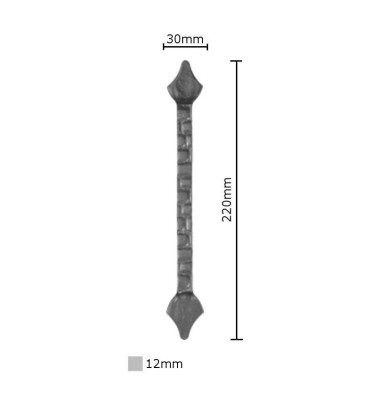 pièce élément ferronnier serrurier Pointe de lance stylées pour portail 220 x 30 Section 12x12 ACIER FER FORGE Ref: BE13132-02