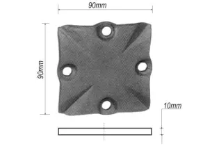 pièce élément ferronnier serrurier Plaque de fixation pour poteau de départ 100 x 100 Hauteur 10 ACIER Ref: BE13308