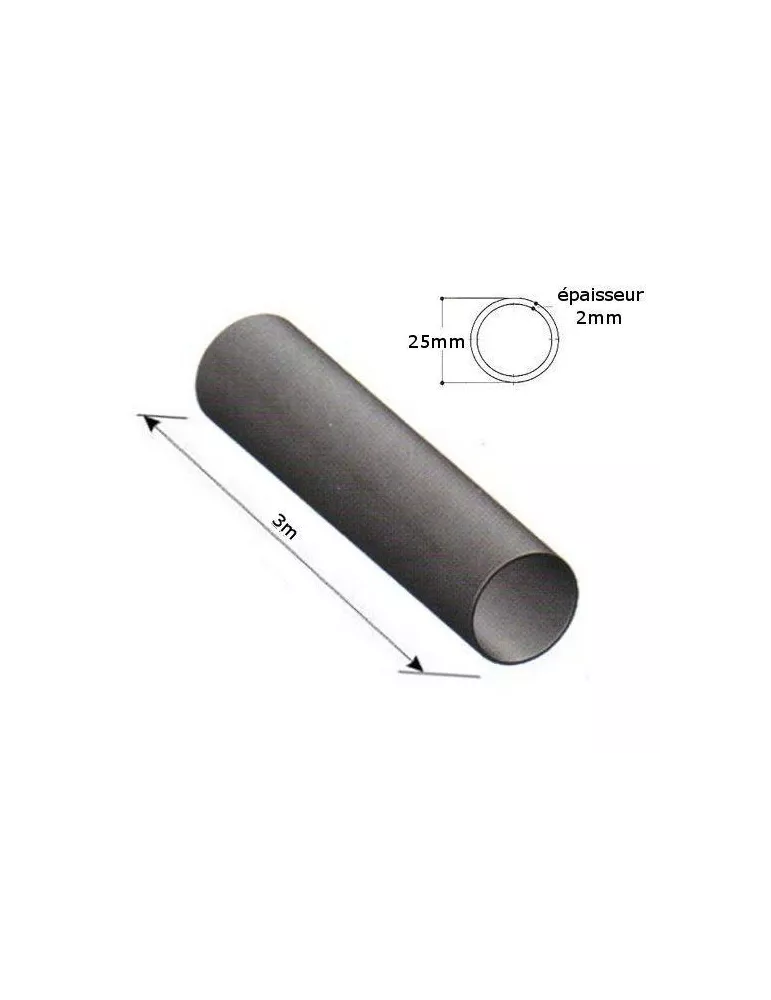 pièce élément ferronnier serrurier Tube LISSE ROND Longueur 3000 Diamètre 25 ACIER Ref: F59.490