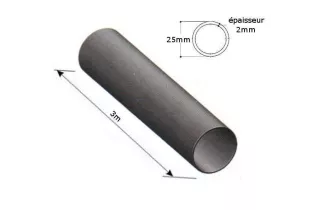 pièce élément ferronnier serrurier Tube LISSE ROND Longueur 3000 Diamètre 25 ACIER Ref: F59.490
