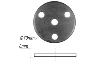 pièce élément ferronnier serrurier Plaque de fixation ronde pour poteau de départ Hauteur 6 Diamètre 70 ACIER Ref: BE1515119