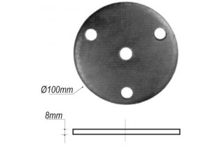 pièce élément ferronnier serrurier Plaque de fixation ronde pour poteau de départ Hauteur 8 Diamètre 100 ACIER Ref: BE1515121