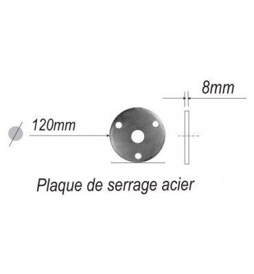 pièce élément ferronnier serrurier Plaque de serrage pour poteau de départ Hauteur 8 Diamètre 120 ACIER Ref: BE1515122