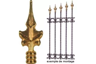Pointe de lance en laiton pour clôture prestigieuse 147 x 57 Diamètre 25 LAITON Ref: BRF15-165 BRF15-165