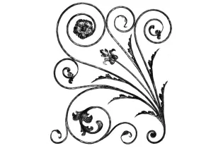 pièce élément ferronnier serrurier Panneau décoratif 880 x 750 Section 12-14 ACIER FER FORGE MARTELE Ref: BRF7-107-D