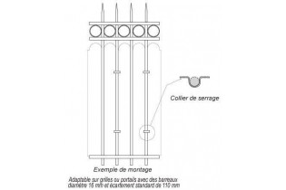 pièce élément ferronnier serrurier Collier de serrage feston Largeur 10 Diamètre 16 ACIER FER FORGE LISSE Ref: CF16
